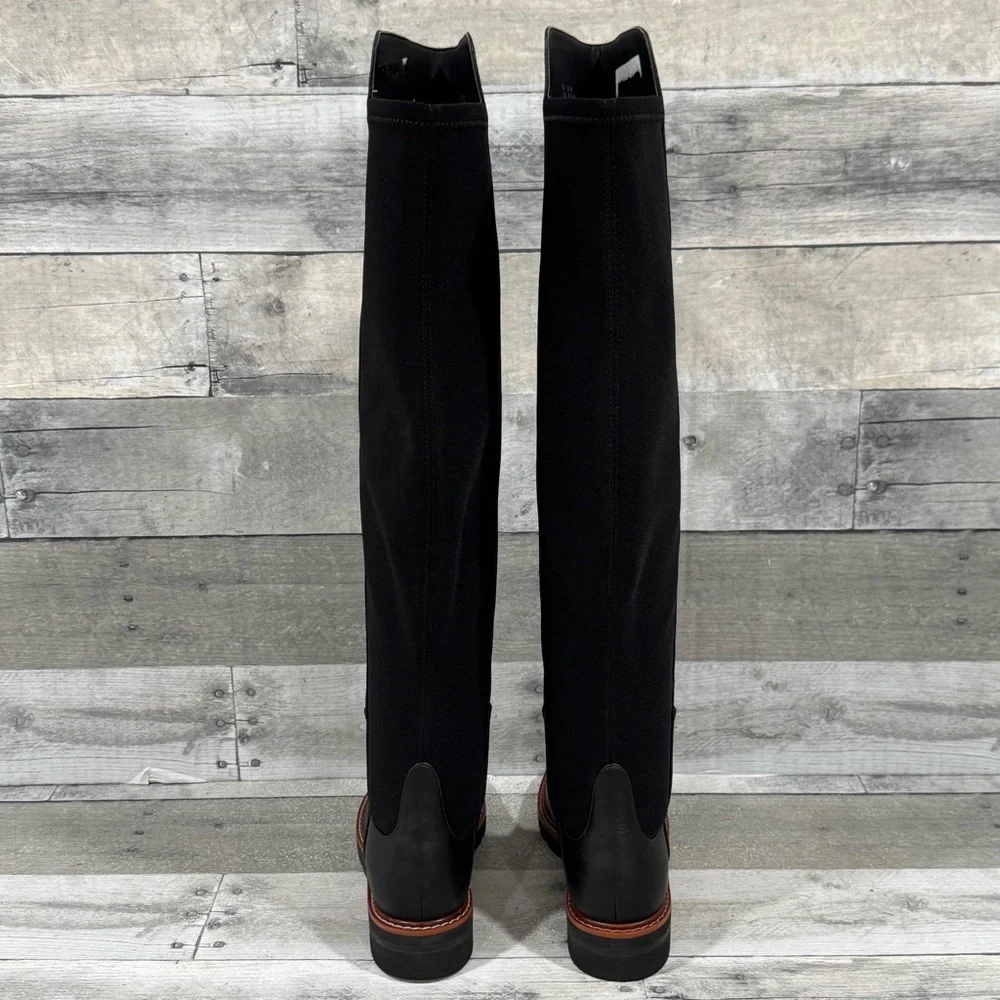 Stuart Weitzman Adrina City OTK Boots In Black Leather/Stretch - Sz - 5B